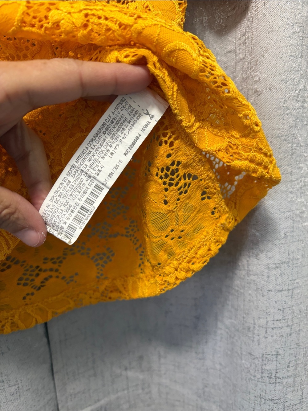 Zara Yellow Floral Lace Crop Top - Picture 4 of 8
